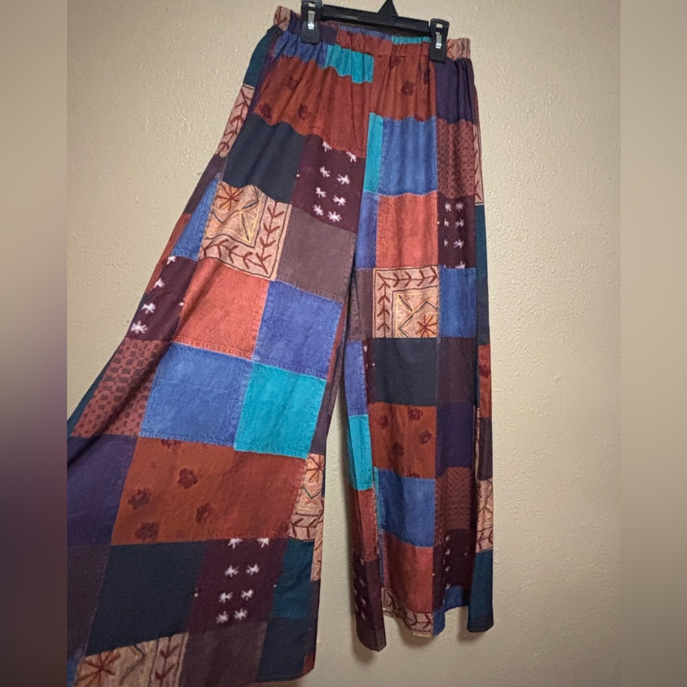ROMWE Colorful Patchwork Wide-Leg Pants